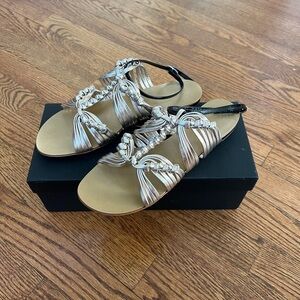Giuseppe Zanotti Silver Braided Sandals